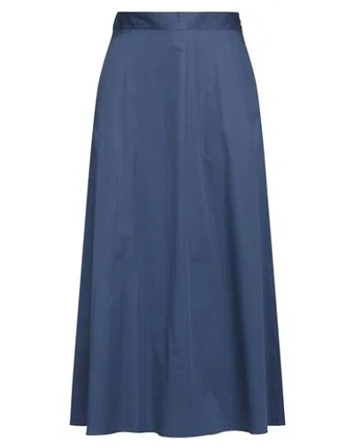 Camicettasnob Woman Maxi Skirt Midnight Blue Size 10 Cotton In Blue