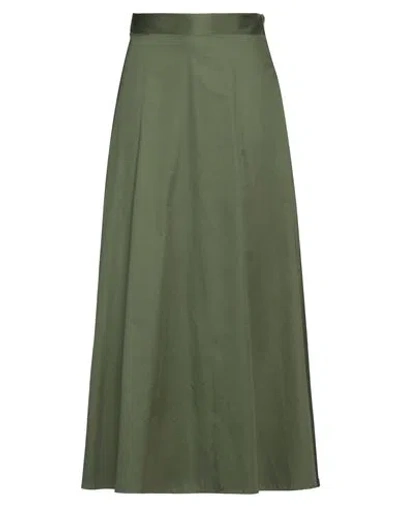 Camicettasnob Woman Maxi Skirt Military Green Size 6 Cotton