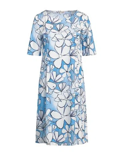 Camicettasnob Woman Midi Dress Azure Size 6 Cotton, Elastane In Blue