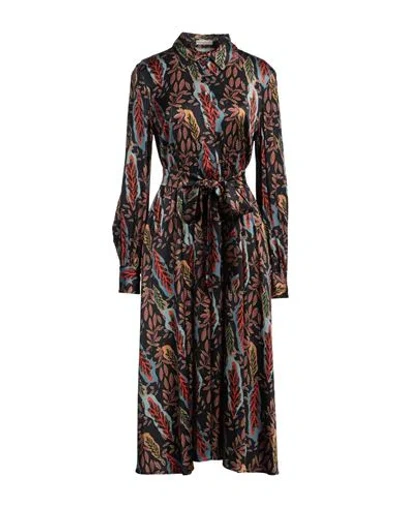 Camicettasnob Woman Midi Dress Black Size 6 Viscose, Elastane In Multi