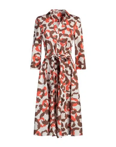 Camicettasnob Woman Midi Dress Chocolate Brown Size 12 Cotton, Elastane