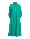 Camicettasnob Woman Midi Dress Emerald Green Size 6 Cotton, Polyamide, Elastane In Green