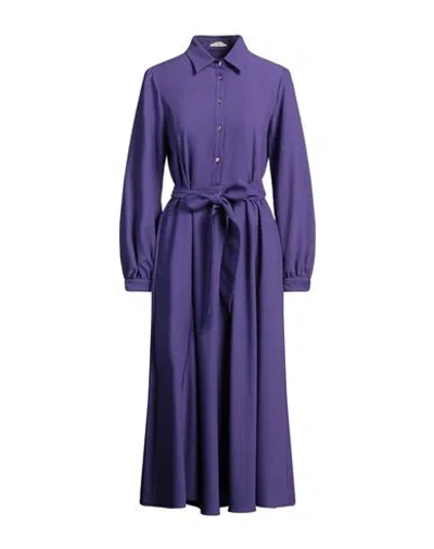 Camicettasnob Woman Midi Dress Purple Size 6 Polyester, Viscose, Elastane In Blue