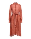 Camicettasnob Woman Midi Dress Rust Size 6 Viscose In Red