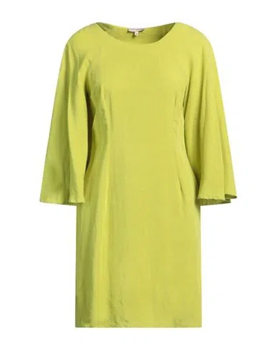 Camicettasnob Woman Mini Dress Lime Green Size 10 Viscose, Linen