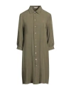 Camicettasnob Woman Mini Dress Military Green Size 8 Viscose, Linen