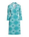 Camicettasnob Woman Mini Dress Turquoise Size 8 Viscose, Elastane In Blue