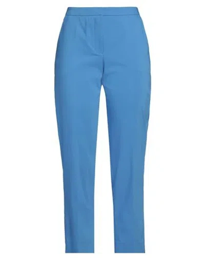 Camicettasnob Woman Pants Azure Size 6 Cotton, Polyester, Elastane In Blue