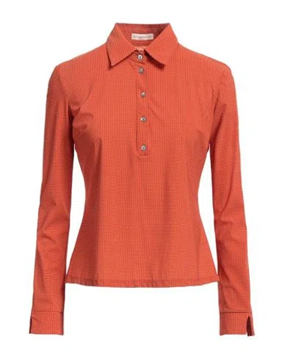 Camicettasnob Woman Polo Shirt Orange Size 6 Polyamide, Elastane
