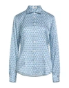 Camicettasnob Woman Shirt Azure Size 10 Viscose, Silk, Elastane In Blue