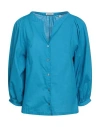 Camicettasnob Woman Shirt Azure Size 4 Cotton In Blue