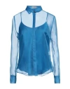 Camicettasnob Woman Shirt Azure Size 10 Silk In Blue