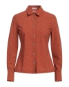 Camicettasnob Woman Shirt Brick Size 8 Polyamide, Elastane In Red