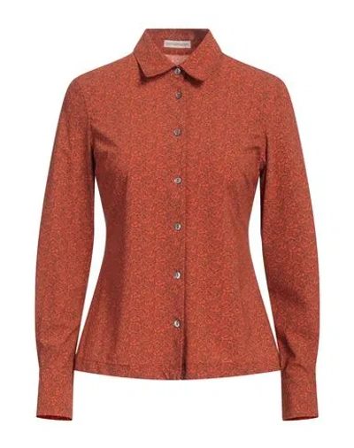 Camicettasnob Woman Shirt Brick Size 8 Polyamide, Elastane In Red