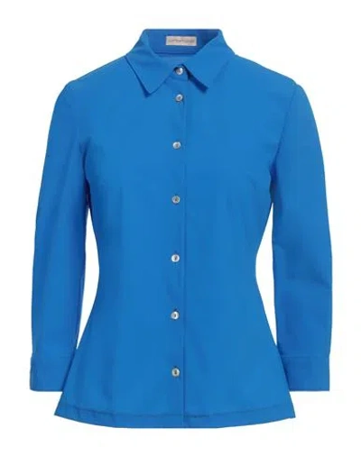 Camicettasnob Woman Shirt Bright Blue Size 10 Polyamide, Elastane