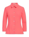 Camicettasnob Woman Shirt Coral Size 8 Polyamide, Elastane In Red