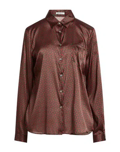 Camicettasnob Woman Shirt Dark Green Size 10 Silk, Viscose, Elastane In Brown