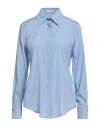 Camicettasnob Woman Shirt Light Blue Size 6 Silk, Elastane In Blue