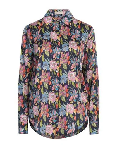 Camicettasnob Woman Shirt Midnight Blue Size 10 Viscose, Silk, Elastane