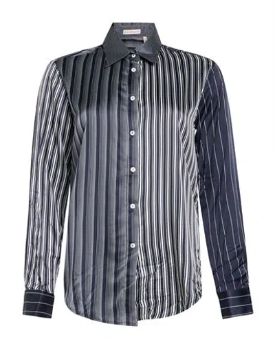 Camicettasnob Woman Shirt Navy Size 6 Viscose, Silk, Elastane In Multi