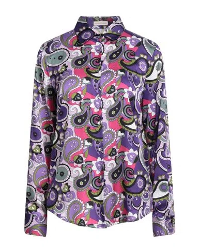 Camicettasnob Woman Shirt Purple Size 4 Viscose, Silk, Elastane In Multi