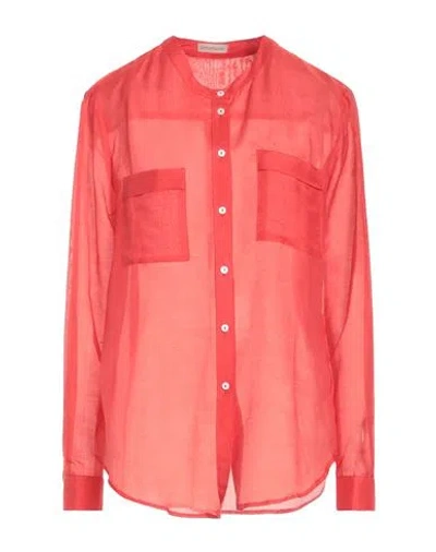 Camicettasnob Woman Shirt Tomato Red Size 8 Cotton, Silk