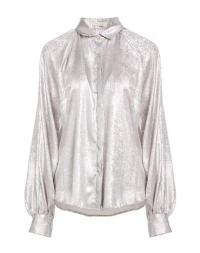 Camicettasnob Woman Shirt Silver Size 10 Polyester