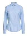 Camicettasnob Woman Shirt Light Blue Size 6 Silk, Elastane In Blue