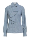 Camicettasnob Woman Shirt Slate Blue Size 8 Polyamide, Elastane