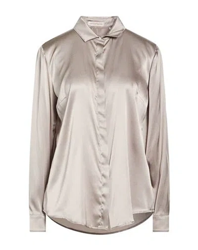 Camicettasnob Woman Shirt Taupe Size 8 Silk, Elastane In Neutral