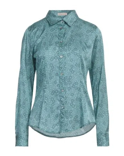 Camicettasnob Woman Shirt Turquoise Size 10 Viscose, Silk, Elastane In Blue