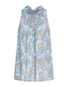 Camicettasnob Woman Top Azure Size 4 Cotton In Blue