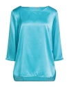 Camicettasnob Woman Top Azure Size 10 Silk, Elastane In Blue