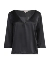 Camicettasnob Woman Top Black Size 8 Silk, Elastane