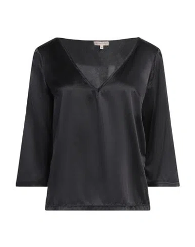 Camicettasnob Woman Top Black Size 8 Silk, Elastane