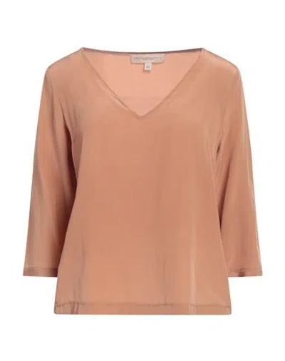 Camicettasnob Woman Top Camel Size 10 Silk In Beige