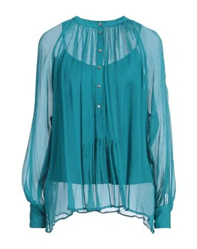 Camicettasnob Woman Top Deep Teal Size 6 Silk, Elastane In Green