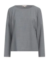 Camicettasnob Woman Top Grey Size 8 Wool, Polyester, Elastane In Gray