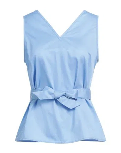Camicettasnob Woman Top Light Blue Size 6 Cotton