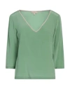 Camicettasnob Woman Top Military Green Size 12 Silk