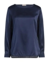 Camicettasnob Woman Top Navy Size 12 Silk, Elastane