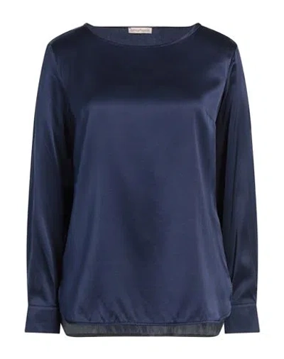 Camicettasnob Woman Top Navy Size 12 Silk, Elastane