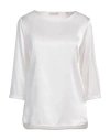 Camicettasnob Woman Top Off White Size 10 Silk, Elastane In Off White