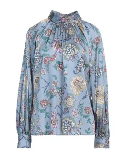 Camicettasnob Woman Top Pastel Blue Size 8 Viscose, Silk, Elastane In Blue