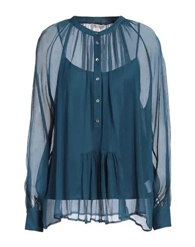 Camicettasnob Woman Top Pastel Blue Size 6 Silk, Elastane