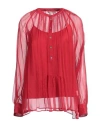 Camicettasnob Woman Top Red Size 8 Silk, Elastane In Red