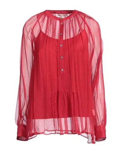 Camicettasnob Woman Top Red Size 8 Silk, Elastane