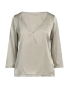 Camicettasnob Woman Top Sage Green Size 12 Silk, Elastane In Sage Green
