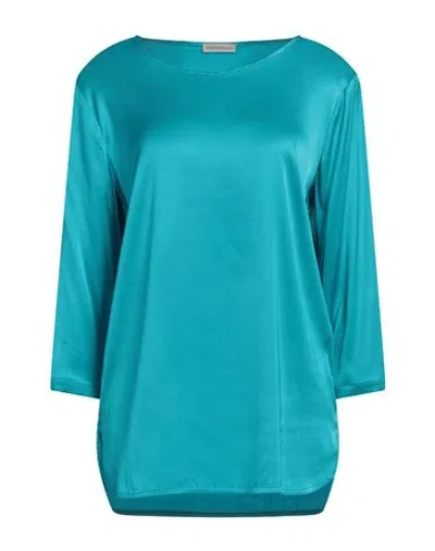 Camicettasnob Woman Top Turquoise Size 10 Viscose, Elastane In Blue