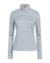 Camicettasnob Woman Turtleneck Light Blue Size 10 Viscose, Polyester, Elastane